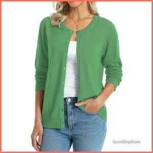 100% Cotton Lightweight Cardigan Long Sleeve Knitted Button Down Sweater